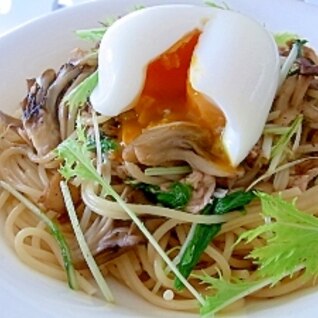 舞茸と水菜の和風パスタ